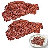 DOITOOL 2Pcs Fake Steak Fake Meat Realistic Artificial Food Models for Kitchen Display Simulation Meat Plastic Cooked Roast Beef Prop for Photography Food Toys BBQ Party Decoration