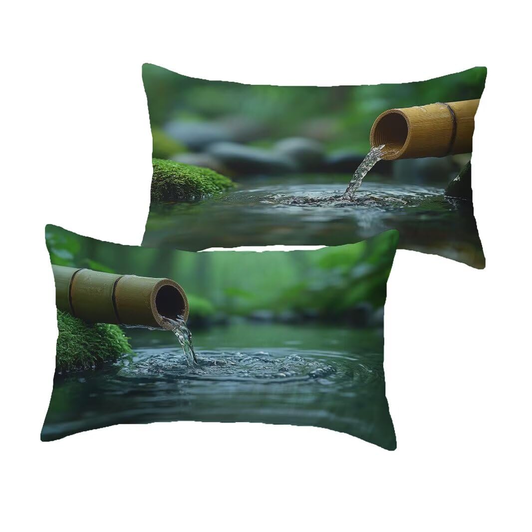 Housse coussin 30x60 emeraude impermeable en velours anti tache