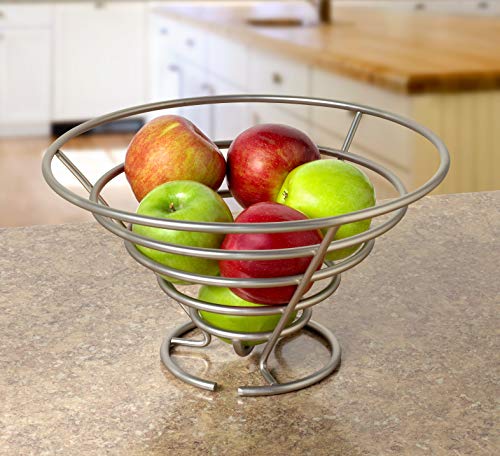 Spectrum Euro Large Bowl Basket For Table Display Storage Of Fruit Vegetables And More, Satin Nickel #TOP2