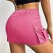 Womens Hot Pink Skirts Trendy Y2k Low Rise Summer Mini Skirt with Pockets Demin Bodycon Cargo Skirts Hot Pink L