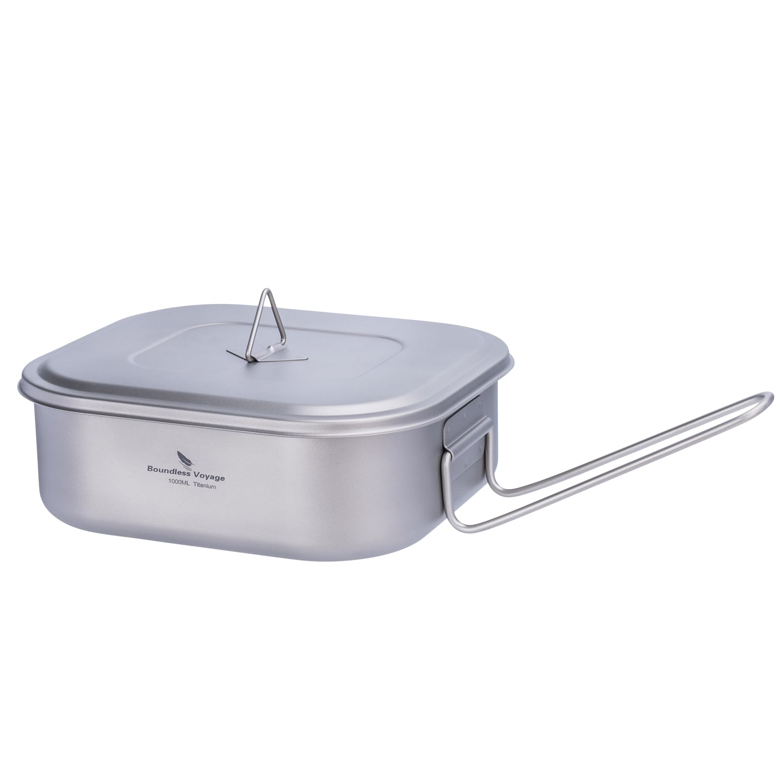 Boundless Voyage Campeggio Esterna Titanio Militare Pasticcio Tin con Coperchio Pieghevole Maniglia Bushcraft Lunch Box Pentole 1L