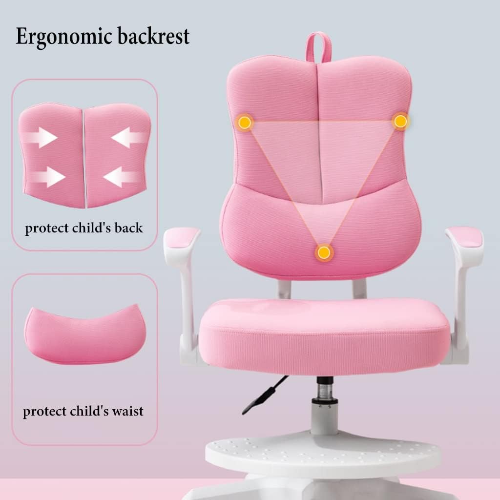 GIZNXBA Kids' Desk Chair Child Computer Desk Chair, Ergonomic Growing Study Chair, Kids Task Chair with Arms, Height and Depth Adjustment, for Children Aged 3-18 (Color : B)