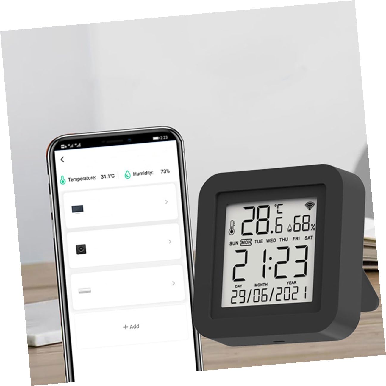 BESTonZON Igrometro Digitale Indoor USB con Display Ampio Monitor Temperatura e Umidità per Casa Ufficio e Camerette Compatto e Facile da Usare