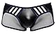 Orion Herren-Pants - erotische Boxer-Shorts für Männer, mit transparenten Mesh-Einsätzen, in Matt-Leder-Optik, niedrige Bund-Höhe, schwarz/blau