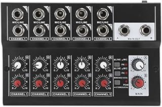 Mini Audio Mixer,Portable Metal 10Channel Stereo Audio Mixer Sound Board Console System,Karaoke Microphone