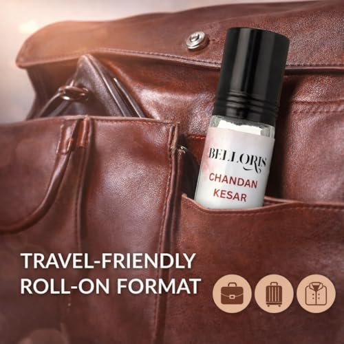 Image of Chandan Kesar Attar 6ml | Long Lasting Floral Attar Perfume Oil | Non Alcoholic Chandan Kesar Ittar | Premium Roll-On Fragrance for Men & Women Eid, Ramadan Gifts, Non Alcoholic & Vegan Fragrances