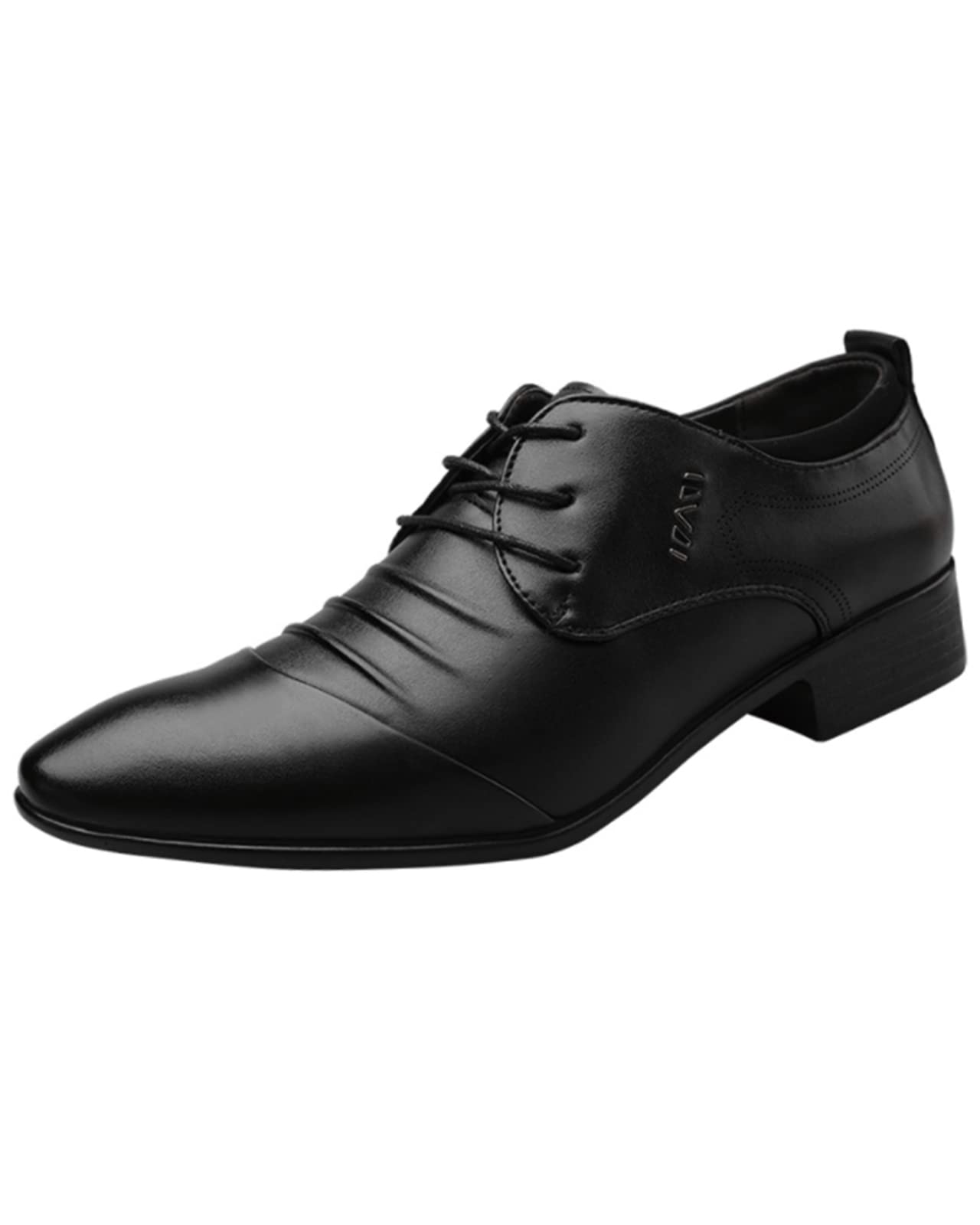 Iymoomens Brogues Pointed Oxfords Formal Shoes Pleated Lace Ups