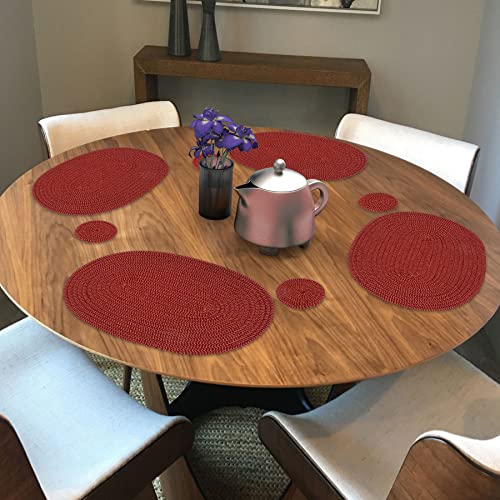 Stylish Braided Corded Oval Placemat (12"x18" Oval, Merlot) by CAIT CHAPMAN HOME COLLECTION - Used condition - Image 4