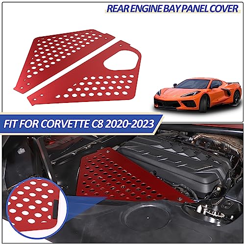 Image of Daeiclru Engine Bay Panel Cover Compatible with Chevrolet Corvette C8 2020-2023, Aluminium Engine Protector Splash Shield, Left Right Engine Case Guards (Style C - Red)