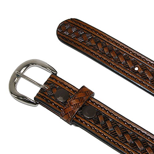 CTM Men's Leather Western Belt with Removable Buckle2