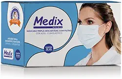 Medix Máscara Tripla Descartável Com Filtro (Bfe) Azul - Caixa Com 50 Unidades