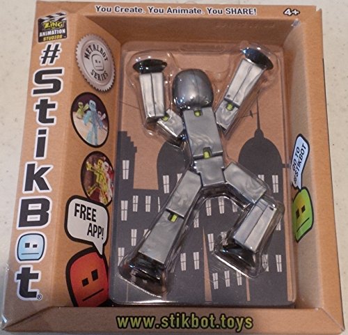 Stikbot, Metalbot Series, Silver Stikbot Figure, 3 Inches