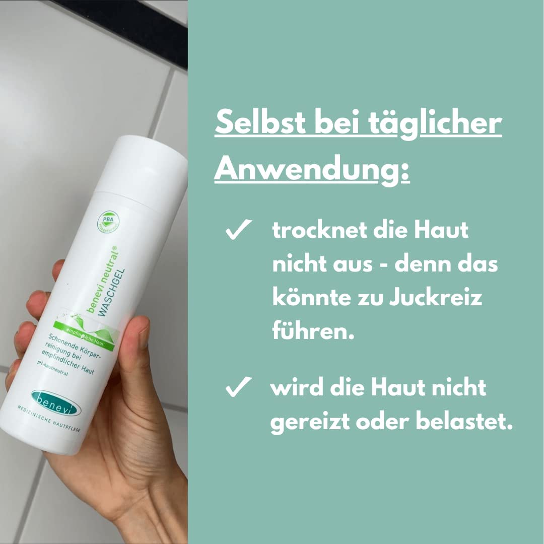 benevi Waschgel 5 x 200 ml für empfindliche trockene und zu Neurodermitis neigende Haut: Das seifenfreie Wasch- und Duschgel ist frei von Duftstoffen und reinigt die Haut mit besonders milden Tensiden