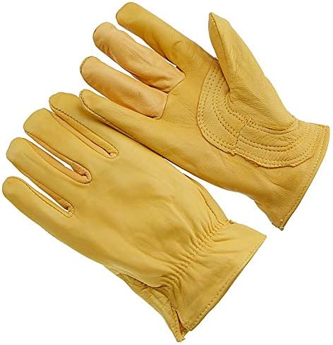 Work Gloves for Men -795 Large Gold Goatskin Leather, Ideal for Gardening gloves for men,