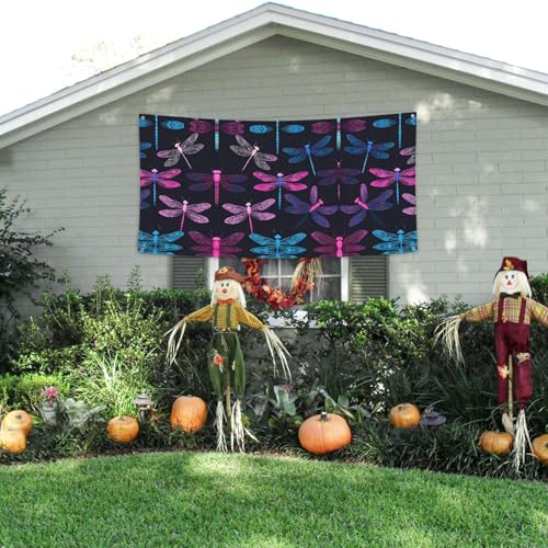 MINDBBDFJ Purple Dragonfly Print Banners And Signs For Outdoor/Indoor,Personalized Banner Customizable Parties Halloween Banner (180x90cm)3