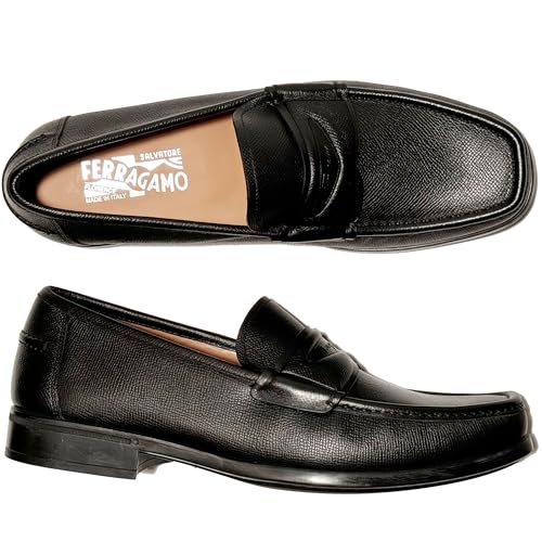 Penny Black Pebbled Leather Dress Men's Loafers Casual(Salvatore2