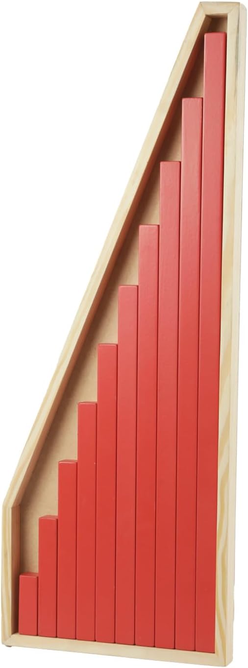 - Montessori Red Rods - 10 Piece Educational Wooden Toy Set for Kids Aged 3+ | Sensory Development & Brain Growth | Enhances Fine Motor Skills & Early Learning