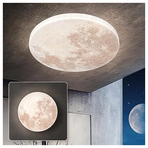 31W 13.8in 5000K Moon-Style Flush Mount Ceiling Light Fixture, LED Modern Ceiling Lights, Daylight White Ceiling Lamp for Bedroom, Kitchen, Bathroom, Hallway, Laundry Room, Kids room, Moon Wall Sconce