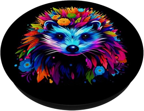 Miniatura 2 de Synthwave 80s 90s maximalista arte estético erizo floral PopSockets PopGrip intercambiable