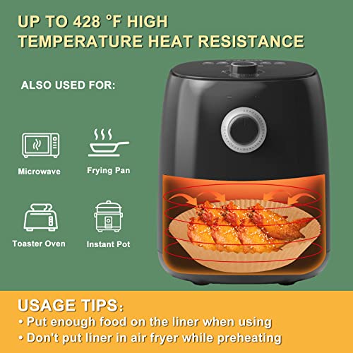 Image of 100Pcs Disposable Air Fryer Paper Liners for 3-5QT, (Round-6.3 inch) | Unbleached & Biodegradable Material, Non-stick Parchment Paper for Frying, Baking, Roasting & Grilling