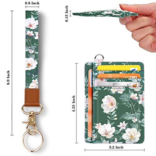 Slim Front Pocket Wallet RFID ID Card Holder Cute Small Wallet with Keychian for Women2