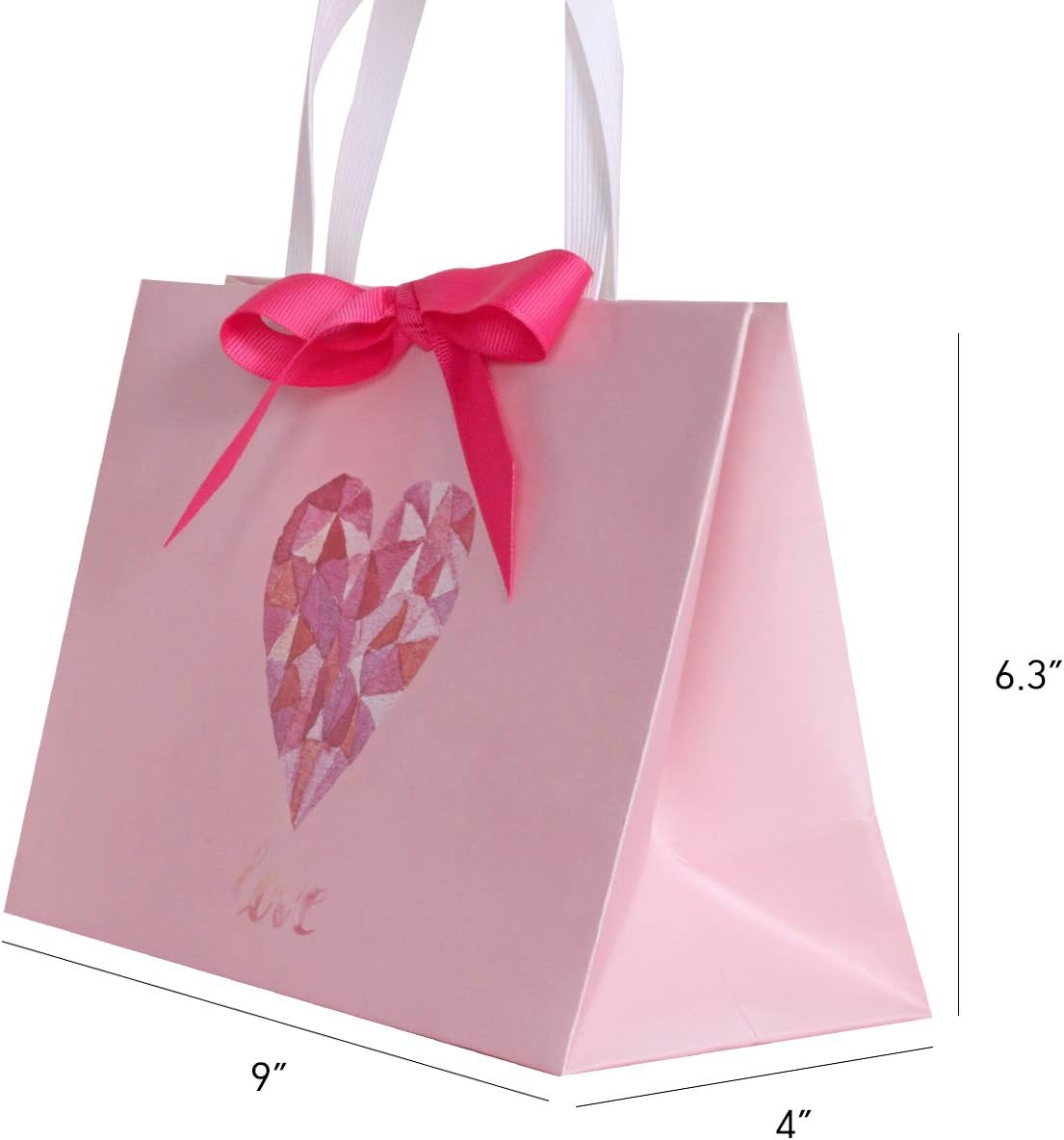 PAPERIST 10pcs 9x4x6.3 Colorful Pink Paper Bag with Ribbon, Small Gift Bag, Perfect for Mini present