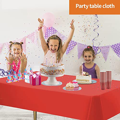 Image of Party Dimensions Red Disposable Plastic Tablecloth for Rectangle Tables (48 Pack) Premium Decorative Table Cloths for Parties, Events & Weddings, Indoors & Outdoors, 54 x 108 inches