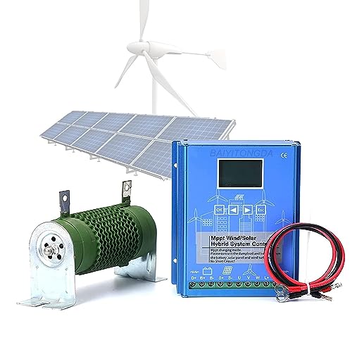 USLSAMZR 1000W 12V 24V 48V MPPT Charge System,Wind Solar Hybrid System with Dump Load,1000W Wind Turbine Generator Solar Panel for Home/Monitoring/Street (12v/24v Auto)