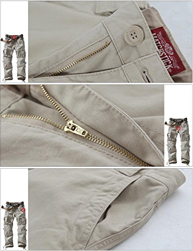 Image of Match Men's Wild Retro Multi-Pockets Utility Casual Cotton Cargo Trousers #3357