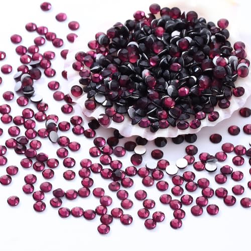 Image of Purple Flatback Rhinestones, Glass Rhinestones for Nail Art and Craft, Glue Fix, Loose Crystal Gemstones(Purple, SS8, 1440pcs, 2.3-2.5mm)