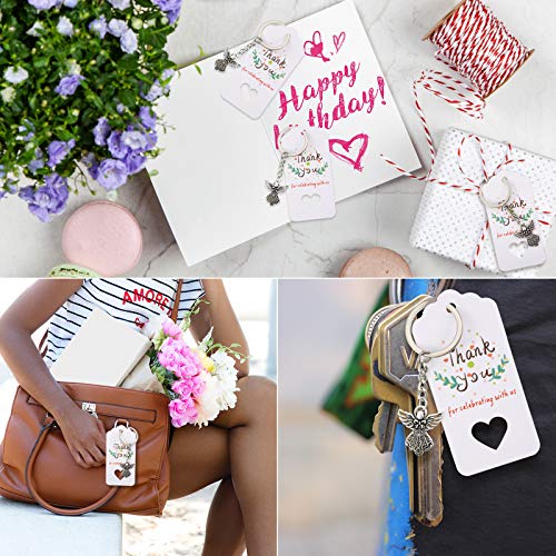 Hicarer 30 Set Angel Keychain Gift Bulk Thank You Gift Baptism Pendant Keychain Favor Key Ring With Thank You Tag Organza Bag For Baby Shower Baptism Party #TOP5