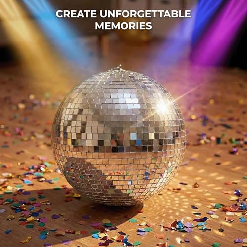 Image of 12 Inch Silver Disco Ball Mirror Ball with Hanging Ring, Foam Core | Lightweight foam core mirror ball with hanging ring for parties, weddings, dance floors, photo booths and event centerpieces