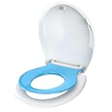 Aünsffer Toddler Toilet Seat with Potty Training Seat Round 16.5inch, 2 in 1 Toilet Seat for Family Built-in Baby Seat Removable, Soft Close + Easy Clean, PP Safe Material, Blue