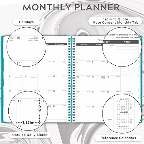 2023-2026 Monthly Planner/Monthly Calendar - 3 Year Monthly Planner 2023-2026, July 2023 - June 2026, 9" X 11", 36 Monthly Planner With Tabs + Double-Side Pocket + Durable Polypropylene Cover - Teal #TOP2