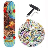 Skateboard completo Tony Hawk PROFESSIONALE Serie Principiante 7.75" + tool multiuso + 50 stickers lucidi (Golden hawk 7.75 - tool - 50Sticks, 7.75)
