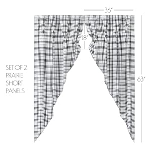 VHC Brands Sawyer Mill Plaid Prairie Short Panel, Black, 63x36x18, Set of 2 VHC Brands Sawyer Mill Plaid Prairie Short Panel Black 63x36x18 Set of 2