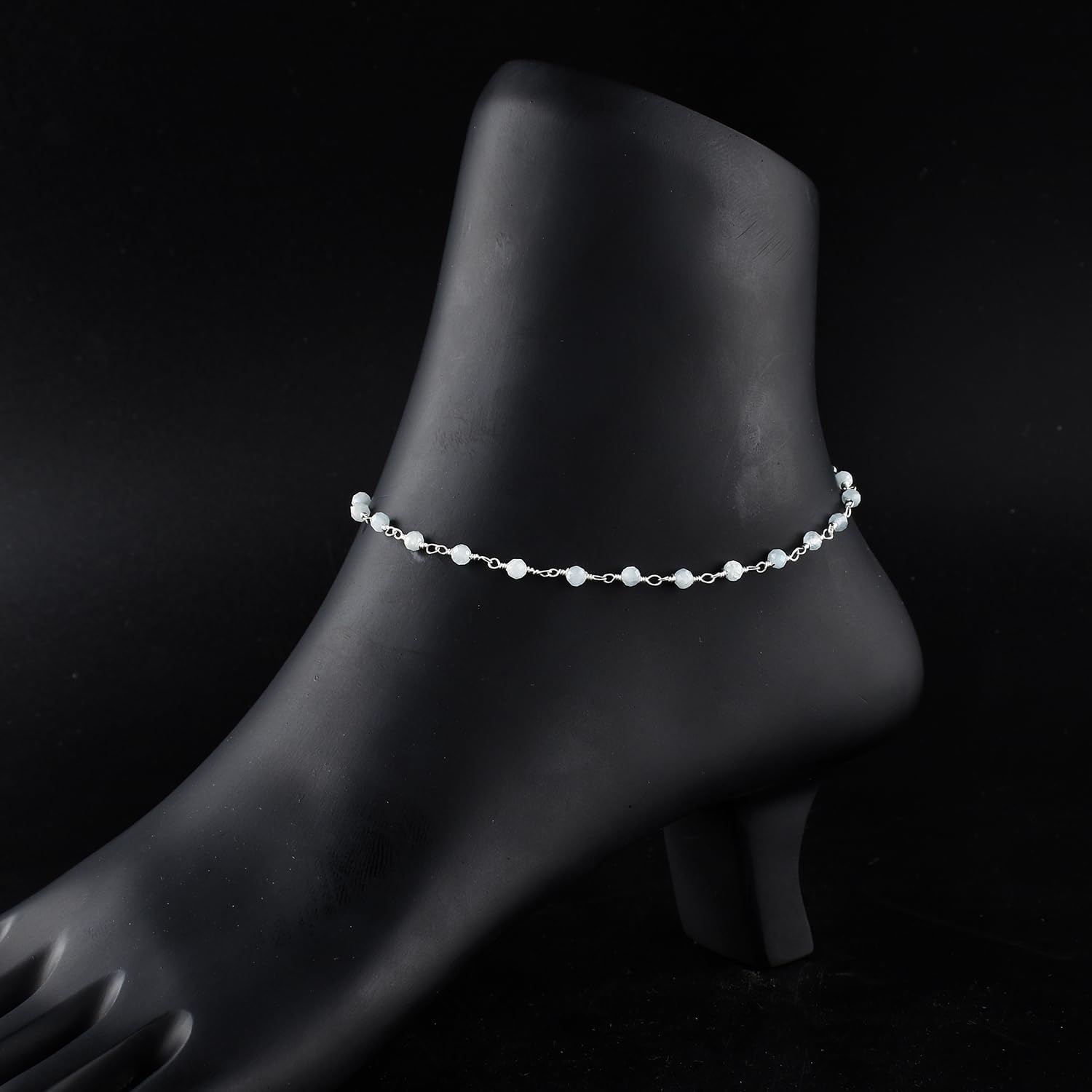 YANARA Gemstone Anklet for Women Dainty Boho Summer Beach Jewelry for Girls Handmade Rosary Charm Ankle Bracelets for her 9+1.5 inch Gifts For Her - Image 2