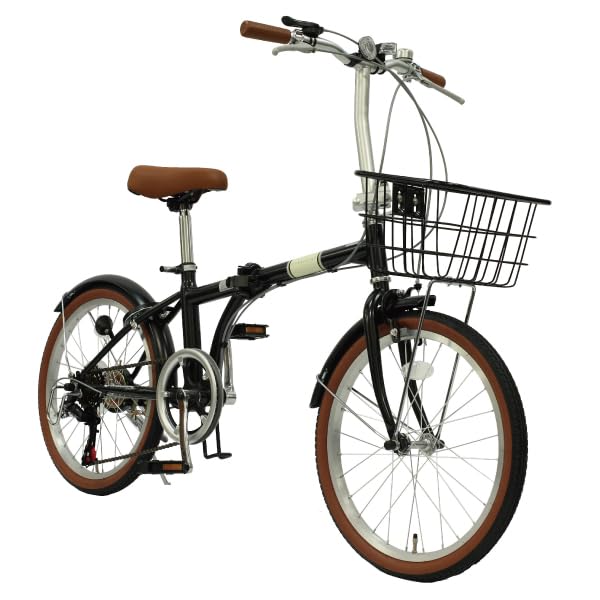 Amazon | 折りたたみ自転車 20インチ スチール シマノ製 6段変速 カゴ