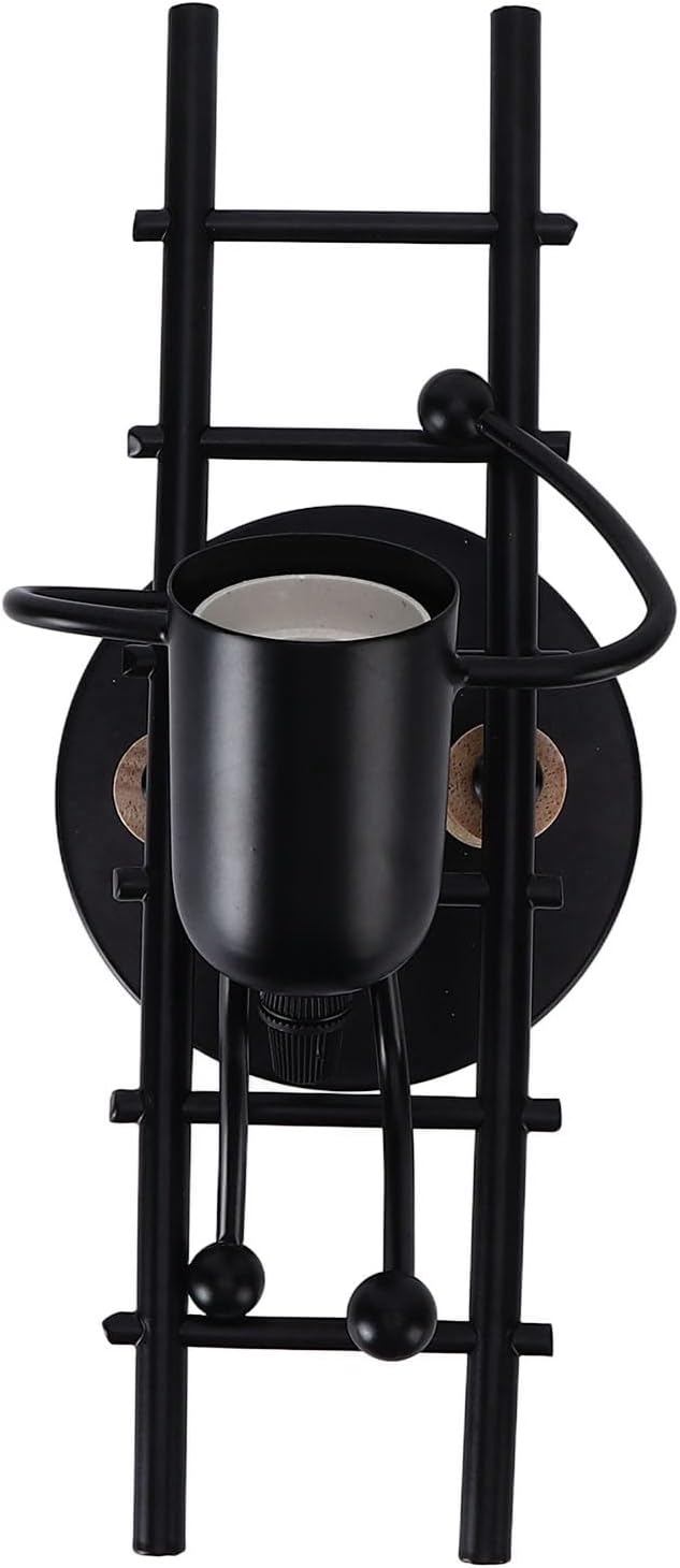 Fafeicy Cartoon Climbing Stairs Wall Lamp E27 Lamp Holder with Installation Kit for Kids Room Bedroom Cafe Hotel (Black)