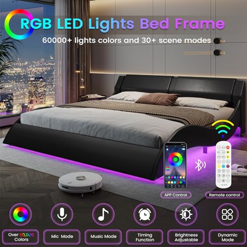 image for DICTAC California King Bed Frame with Headboard and Led Lights Modern 