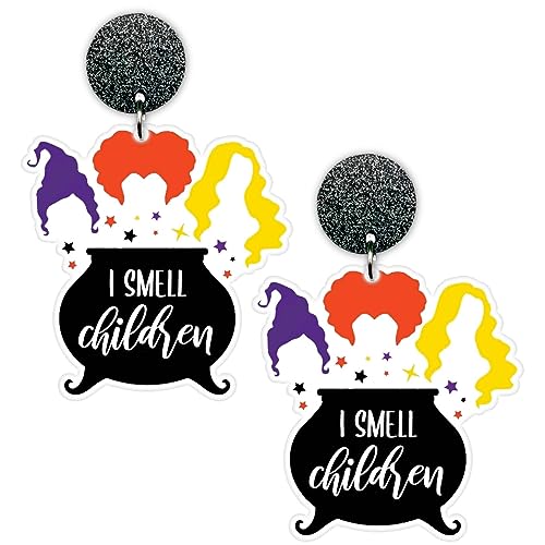 Spooky Witches Halloween Earrings Costume Accessories Party Favors Fun Merch Gifts Stocking Stuffers (Potion Cauldron)