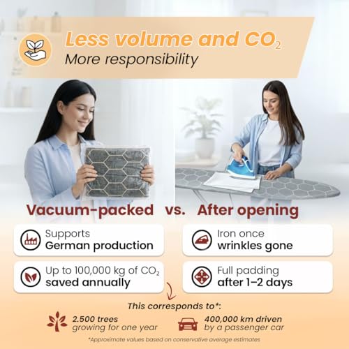 Ironing Board Covers 125 x 45 cm - Made in Germany Iron Board Cover For Steam Iron - Easy Fit in Multiple Sizes with Elastic Drawstring, Heat Reflective Aluminum Coating & Vapour Permeable (L) - Image 8