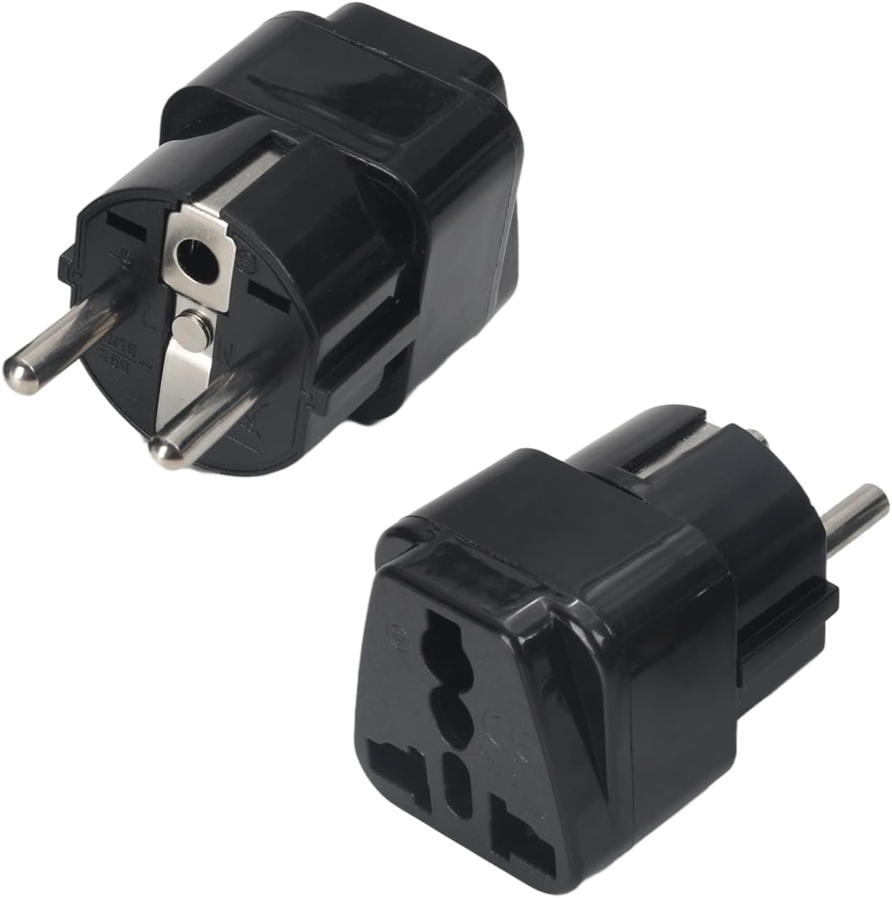 Fielect 3Pcs European Travel Plug Adapter EU Plug to Universal Plug Adapter AC110-250V 10A Universal to European EU Power Socket Adapter Converter