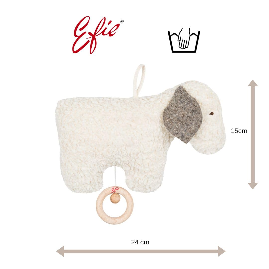 Efie Bio - Spieluhr Schäfchen, kontrolliert biologischer Anbau (organic), Made in Germany, GOTS zertifiziert, nachhaltig, Melodie Brahms (Guten Abend, gute Nacht)