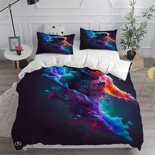 Housse de couette space theme astronaute parure de lit microfibre 220x240cm - 6