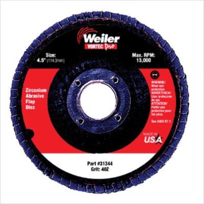 Weiler 31345 Flap Disc 60 Grit 4-1/2" Ty 29 (10 Pack)