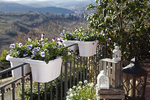 Apollo Exports International Ap-30232/2 16" Double Sided Adjustable Railing Planter, Pack Of 2, White #TOP1
