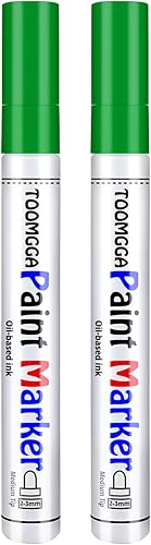 Miniatura 1 de Rotuladores de pintura permanente verde  Paquete de 2 marcadores a base de aceite, de secado rápido y resistente al agua, neumático de coche, metal,