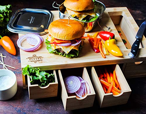 ecozoi EXTRA LARGE Bamboo Cutting Board with 4 Bamboo Drawer ORGANIZER TRAYS | Kitchen Cutting Boards, Chopping Boards, Butcher Block | ERGONOMIC Cutting Board with Storage | REDESIGNED FOR STURDINESS - Thumbnail 3