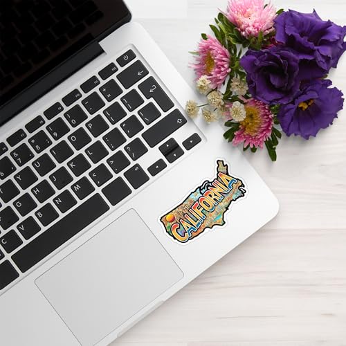 Image of California State Sticker - USA States Vinyl Decal 5 Inch, Waterproof California Map Sticker for Car Bumper, Laptop, Truck, Wall